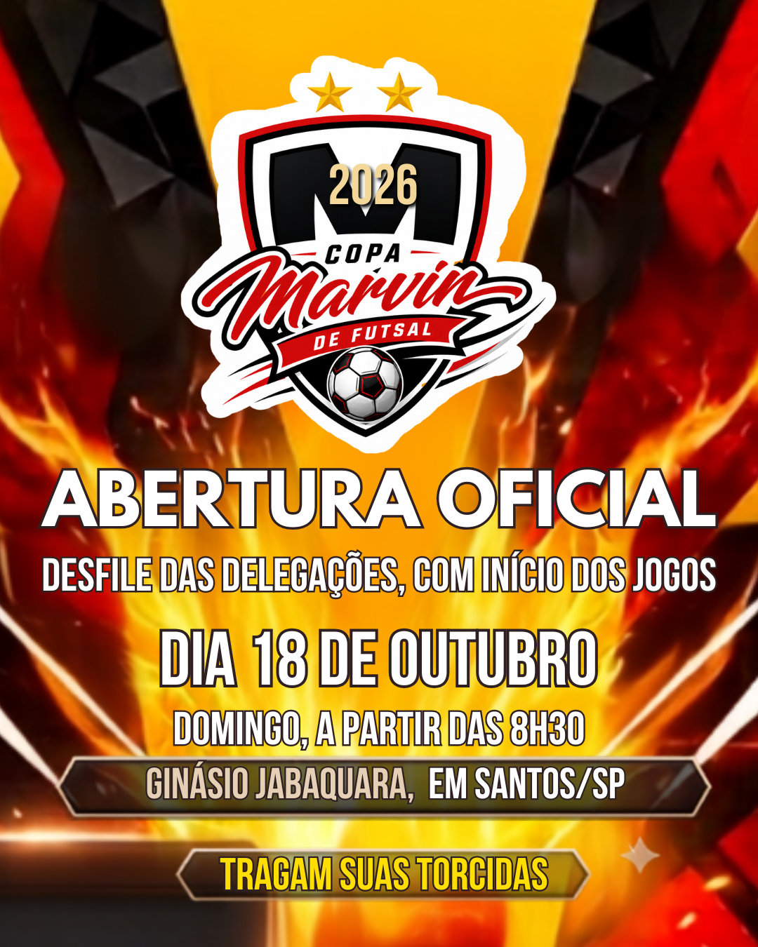 Copa Marvin de Futsal começa neste domingo, 18 de outubro, em Santos!