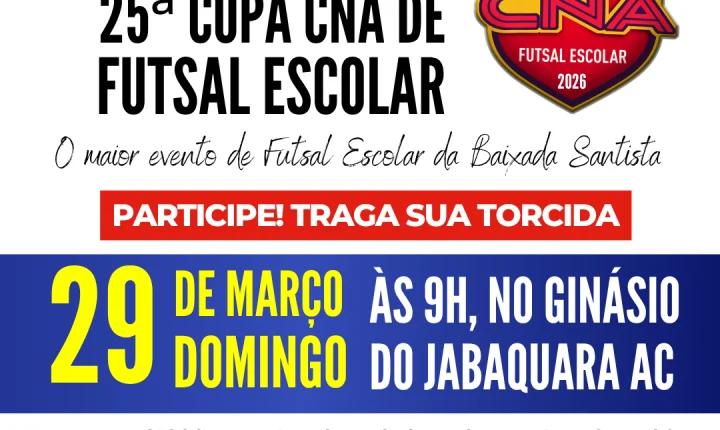 Abertura da 25ª Copa CNA de Futsal Escolar promete movimentar Santos neste domingo